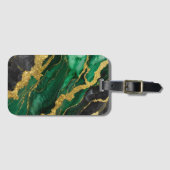Grünes Marmormuster mit Gold Gepäckanhänger (Vorderseite (Horizontal))