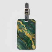 Grünes Marmormuster mit Gold Gepäckanhänger (Vorderseite Vertikal)