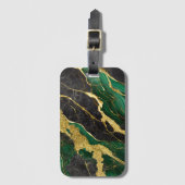 Grünes Marmormuster mit Gold Gepäckanhänger (Vorderseite Vertikal)