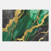 Grünes Marmormuster mit Gold Geschenkpapier Set (Vorderseite)