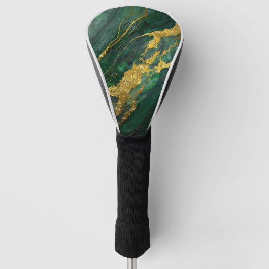 Grünes Marmormuster mit Gold Golf Headcover (Vorderseite)