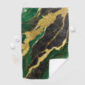 Grünes Marmormuster mit Gold Golfhandtuch (Insitu)