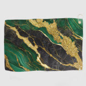 Grünes Marmormuster mit Gold Golfhandtuch (Horizontal)