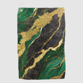 Grünes Marmormuster mit Gold Golfhandtuch