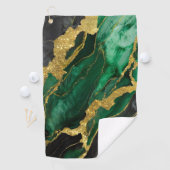 Grünes Marmormuster mit Gold Golfhandtuch (Insitu)