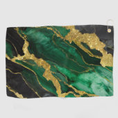 Grünes Marmormuster mit Gold Golfhandtuch (Horizontal)