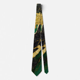 Grünes Marmormuster mit Gold Krawatte