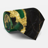 Grünes Marmormuster mit Gold Krawatte (Gerollt)