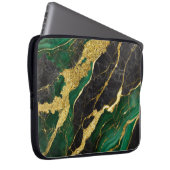 Grünes Marmormuster mit Gold Laptopschutzhülle (Vorne Rechts)