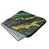 Grünes Marmormuster mit Gold Laptopschutzhülle (Vorne Knopf)