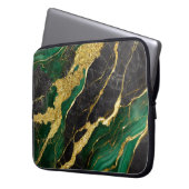 Grünes Marmormuster mit Gold Laptopschutzhülle (Vorderseite Links)