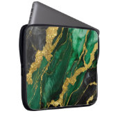 Grünes Marmormuster mit Gold Laptopschutzhülle (Vorne Rechts)