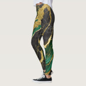 Grünes Marmormuster mit Gold Leggings (Links)