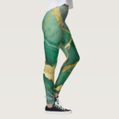 Grünes Marmormuster mit Gold Leggings (Rechts)