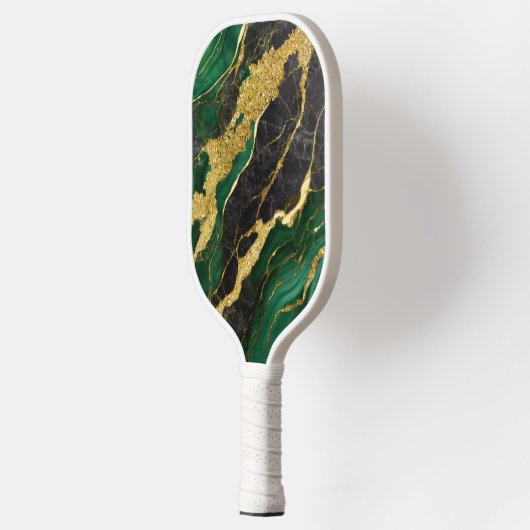 Grünes Marmormuster mit Gold Pickleball Schläger (Links)