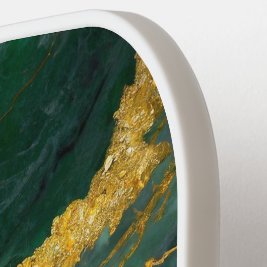 Grünes Marmormuster mit Gold Pickleball Schläger (Linke Seite)