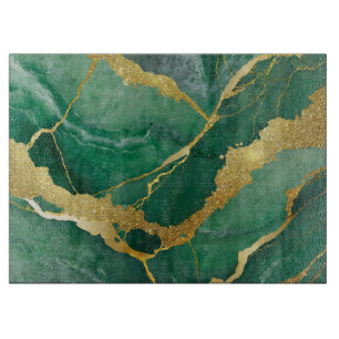 Grünes Marmormuster mit Gold Schneidebrett