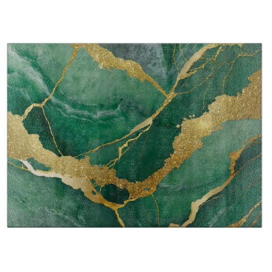Grünes Marmormuster mit Gold Schneidebrett (Vorderseite)