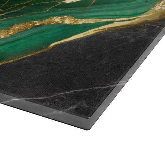 Grünes Marmormuster mit Gold Schneidebrett (Ecke)