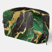 Grünes Marmormuster mit Gold Waschbeutel (Rechte Ecke)