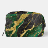 Grünes Marmormuster mit Gold Waschbeutel (Rückseite)