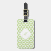 Grünes marokkanisches Muster mit Monogram Gepäckan Gepäckanhänger (Vorderseite vertikal)