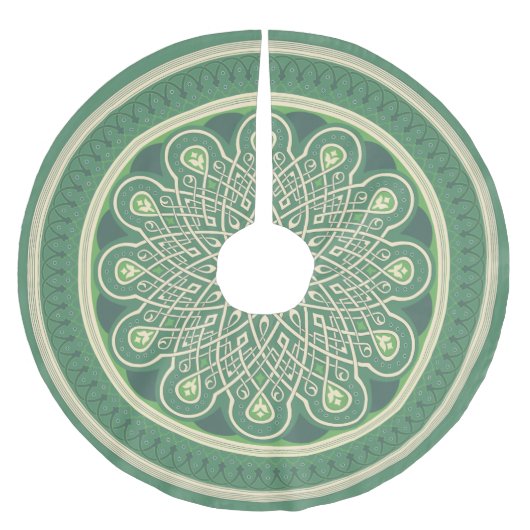 Grünes Medaillon Polyester Weihnachtsbaumdecke (Vorderseite)