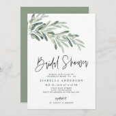 Grünes mediterranes Olive Branch Brautparty Einladung (Vorne/Hinten)