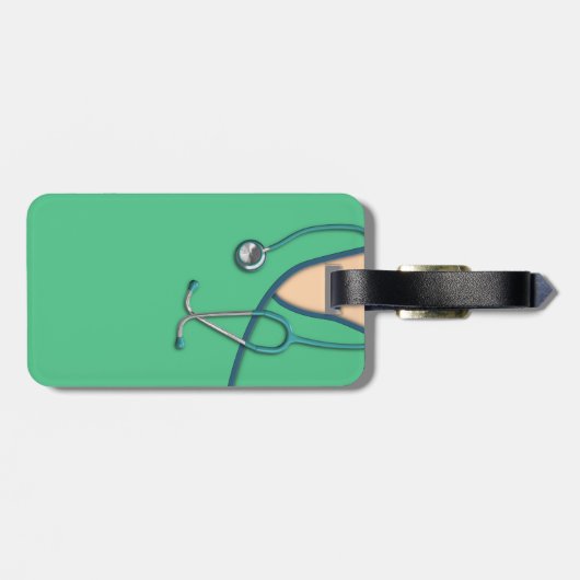 Grünes medizinisches scheuert sich gepäckanhänger (Rückseite horizontal)