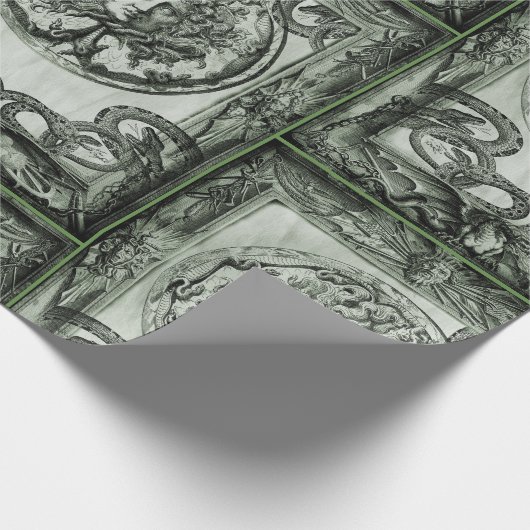 Grünes Medusa-Geschenk-Packpapier Geschenkpapier (Ecke)