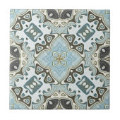 Grünes Meer Aquamarin Türkisblau Ethnischer Stamm  Fliese (Vorderseite)