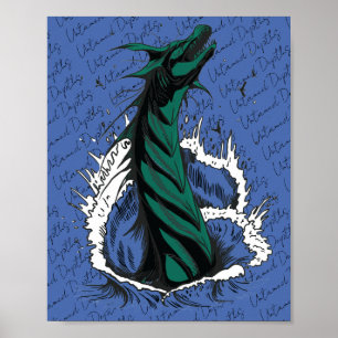Grünes Meer-Monster-Schlangen-Ozeanwellen-Poster Poster