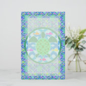 Grünes Meeresschildkröte-Raum-Briefpapier Briefpapier (Stehend Vorderseite)