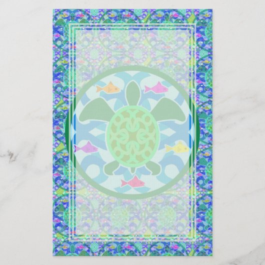 Grünes Meeresschildkröte-Raum-Briefpapier Briefpapier (Vorderseite)