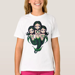 Grünes Meerjungfrau-Dreiergruppe-Shirt T-Shirt