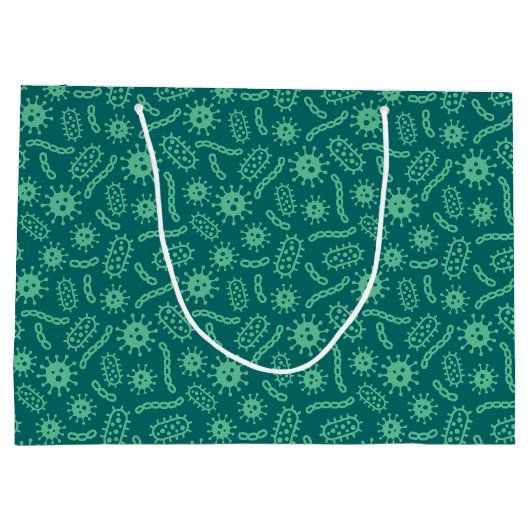Grünes Mikroben-Muster Große Geschenktüte (Rückseite)