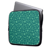 Grünes Mikroben-Muster Laptopschutzhülle (Vorderseite Links)