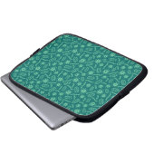 Grünes Mikroben-Muster Laptopschutzhülle (Vorne Knopf)