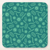 Grünes Mikroben-Muster Rechteckiger Pappuntersetzer (Vorderseite)