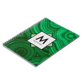 Grünes Mineraldesign mit Name und Monogramm Notizblock (Linke Seite)
