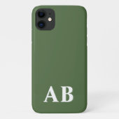 Grünes Minimal Modernes Anfangsmonogramm Case-Mate iPhone Hülle (Rückseite)
