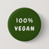 Grünes minimales 100% VEGAN Button (Vorderseite)
