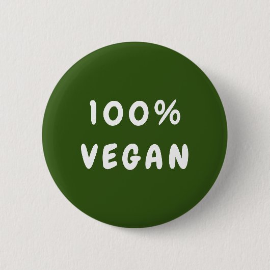 Grünes minimales 100% VEGAN Button (Vorderseite)