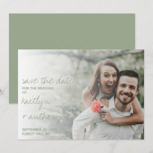 Grünes minimalistisches Foto für moderne Skriptspr Save The Date