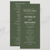 Grünes Minimalistisches Hochzeitsprogramm für den  Programm (Vorne/Hinten)