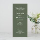 Grünes Minimalistisches Hochzeitsprogramm für den  Programm (Stehend Vorderseite)