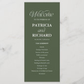 Grünes Minimalistisches Hochzeitsprogramm für den  Programm (Vorderseite)