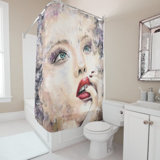 Grünes Mit Augen Hübsches Abstraktes Original Duschvorhang (Beispiel)