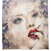 Grünes Mit Augen Hübsches Abstraktes Original Duschvorhang (Vorderseite)