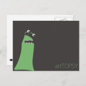 Grünes Mit Augen Monster Postkarte (Vorne/Hinten)